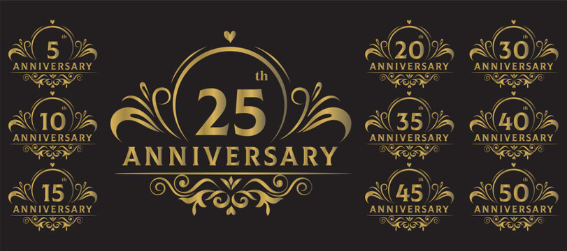 Golden Anniversary Badges 5, 10, 20, 25, 30, 40, 50  Elegant Collection