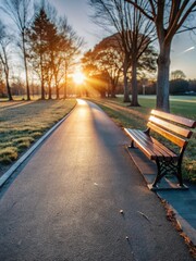 Fahrradtour bei Sonnenuntergang im wundersch?nen Park