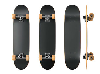 Skateboards three decks, one side view, dark, neutral