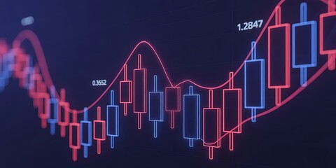 Stock Market Candlestick Chart Global Finance Investment Analysis Background. Bullish point, Trend of graph