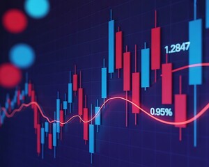 Stock Market Candlestick Chart Global Finance Investment Analysis Background. Bullish point, Trend of graph