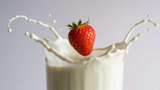 Strawberry in Milk Splash High-Speed Studio