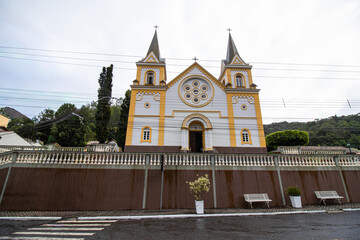 Historic Church of Santa Isabel in Domingos Martins, Esp&iacute;rito Santo, Brazil, on a Cloudy Day