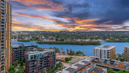 Wentworth Point a suburb in western Sydney newly built residential high rise apartments area on...