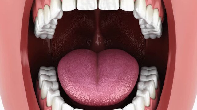 3D Medical Illustration of Human Mouth Open Wide