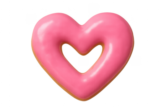 Pink heart shaped donut with glaze