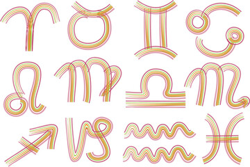 orange colorful abstraction designs art line horoscope astrology signs