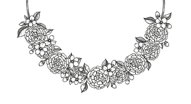 Vintage flower garland vector for festival invitation border or decorative branding element