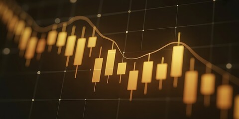 Gold candlestick financial stock investment exchange business market money finance indicator growth graph on 3d analysis background banking trade profit chart economy currency diagram.
