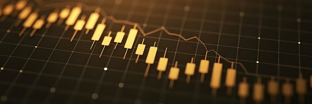 Gold candlestick financial stock investment exchange business market money finance indicator growth graph on 3d analysis background banking trade profit chart economy currency diagram. - Powered by Adobe