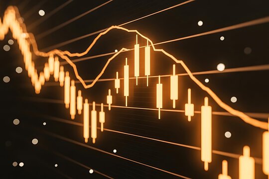 Gold candlestick financial stock investment exchange business market money finance indicator growth graph on 3d analysis background banking trade profit chart economy currency diagram. - Powered by Adobe