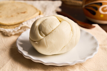 Mexican Oaxaca cheese or quesillo, traditional in Mexico Latin America