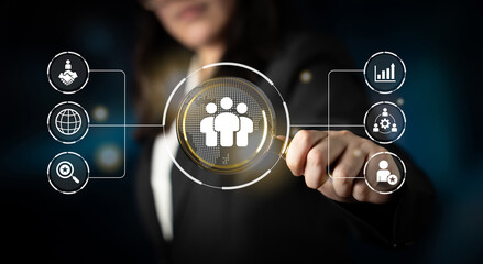 Business teamwork connected around a globe representing cooperation, leadership, and organizational strategy Parse