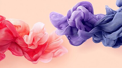 close-up of colorful fabric shapes arranged in a way that creates a sense of movement and depth