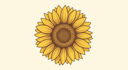 Fototapeta premium Cheerful Sunflower Blossom Illustration on Light Background, perfect for Summer Vibes