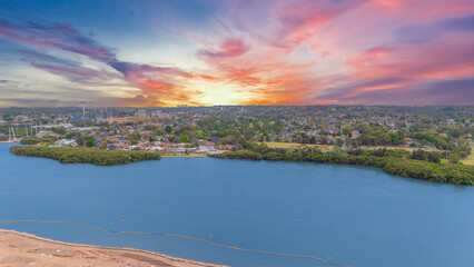 Wentworth Point a suburb in western Sydney newly built residential high rise apartments area on Parramatta River Sydney NSW Australia