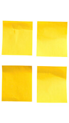 Four yellow square notes arranged on a black background