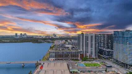 Wentworth Point a suburb in western Sydney newly built residential high rise apartments area on Parramatta River Sydney NSW Australia