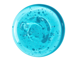 Aqua gel droplet, bubbles, spiral, circular on black