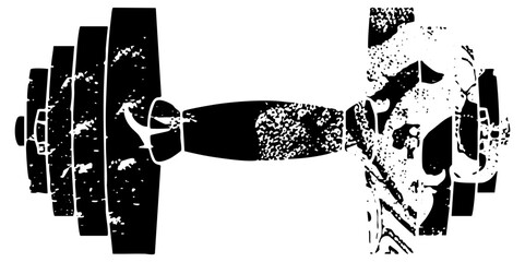 Barbell lifts weight in fitness training