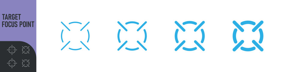 Minimal target or focus point icons in modern style. for design elements related to focus, aim, location, or accuracy, crosshair indicators, precision icon. Color set icon