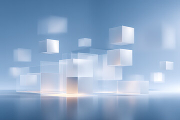Abstract blue cube technology-themed background