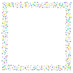 Square Frame of Multicolor Dots in Blue, Green, Yellow, Orange, Pink, and Purple for a Playful, Festive, and Minimalist Decorative Design