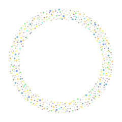 Circular Frame of Multicolor Dots in Blue, Green, Yellow, Orange, and Purple for a Playful, Festive, and Minimalist Decorative Design