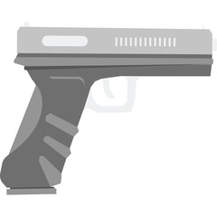 Stylized Gray Handgun Vector Illustration Isolated on Transparent White Background Clean Minimalist Design for Graphic Projects