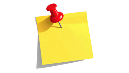 Yellow square note stuck with a red pushpin