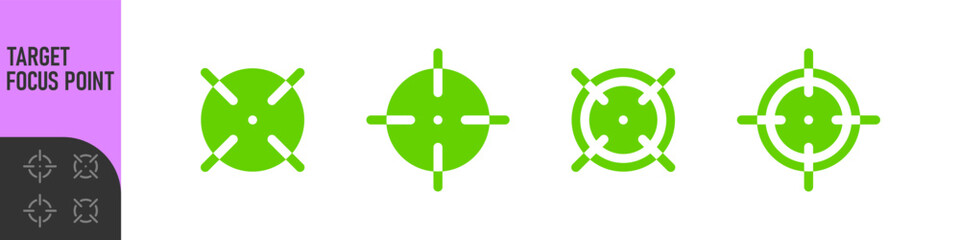Minimal target or focus point icons in modern style. for design elements related to focus, aim, location, or accuracy, crosshair indicators, precision icon. Color set icon