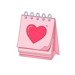 Pink paper heart and romantic love note on blank white background for Valentine's Day greeting card design