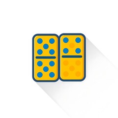 Isolated row of black and white dominoes for gambling and leisure games on a white background