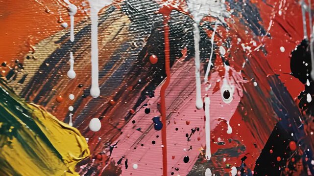 Abstract Painting Unfolds as Man Enters Whimsical Artistic Realm, Perfect for Creative Freedom Concepts, Artistic Expression Backgrounds, or Imaginative Advertising Campaigns.