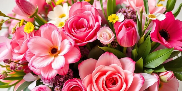 Elegant spring floral bouquet with "I love you Mom" for Mother's Day card, banner, poster, or cover,  design,   template design