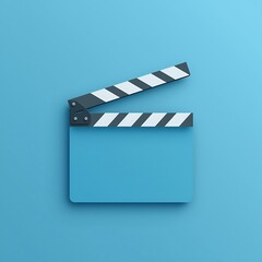 Action: a black and white isolated 3D movie clapper board icon used in film and video production cinema