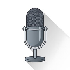 Classic vintage microphone icon for radio voice and karaoke entertainment isolated on white background