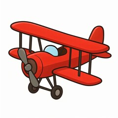 Red Biplane Airplane Isolated on White Background