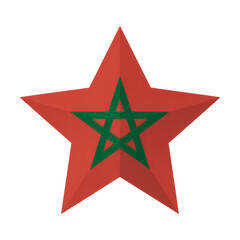 Obraz premium Clean Star Shape of Flat Vector Illustration Featuring a Green Pentagram on a Red Background, Representing National Emblem