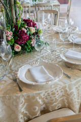 table set for a wedding reception
