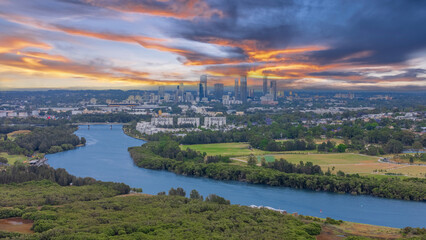 Fototapeta premium Wentworth Point a suburb in western Sydney newly built residential high rise apartments area on Parramatta River Sydney NSW Australia