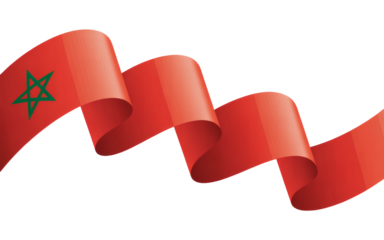 A Vector Illustration Depicting a Flowing Red Ribbon with a Green Star, Symbolizing Dynamic National Pride and Movement on transparent background