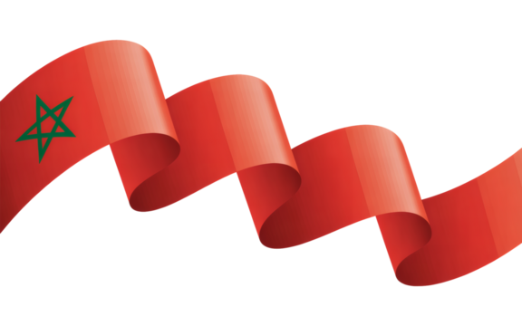 A Vector Illustration Depicting a Flowing Red Ribbon with a Green Star, Symbolizing Dynamic National Pride and Movement on transparent background