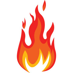 Stylized Illustration of Orange and Yellow Flames with Transparent Background Energetic Abstract Fire Symbol