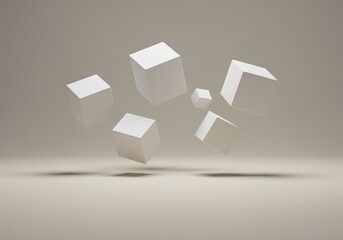 Modern Arrangement of Simple White Cubes on a Neutral Background