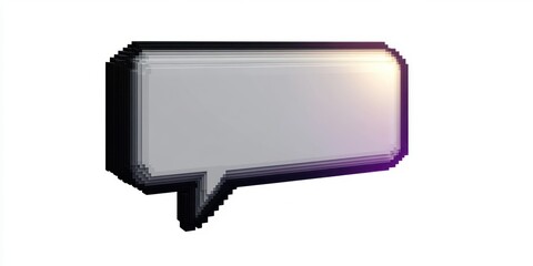 pixelated 3d speech bubble icon with layered shadow and gradient light effect on white background