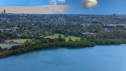 Wentworth Point a suburb in western Sydney newly built residential high rise apartments area on Parramatta River Sydney NSW Australia