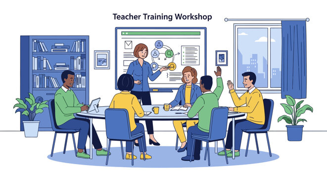 Engaging professional development training workshop for educators, fostering collaborative learning and skill enhancement in a dynamic educational environment