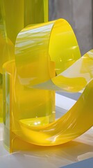 Abstract Acrylic Sculpture In Yellow