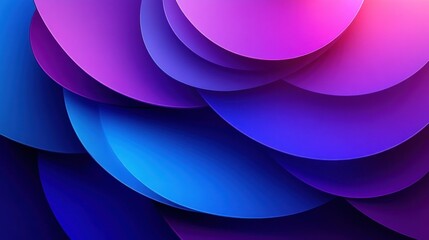 Overlapping rounded layers in gradient shades of purple, pink, and blue creating a smooth abstract digital background with soft lighting and depth